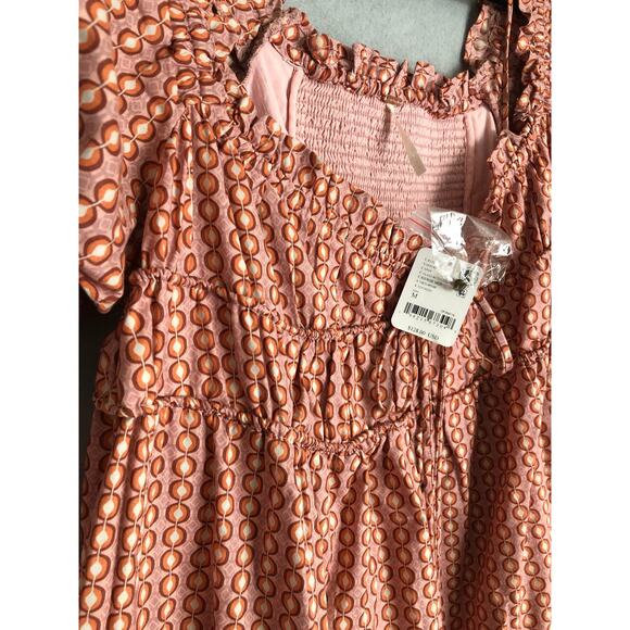 Free People Women's Small Star Dip Mini Dress in Glass Roses Combo NEW - Picture 4 of 9